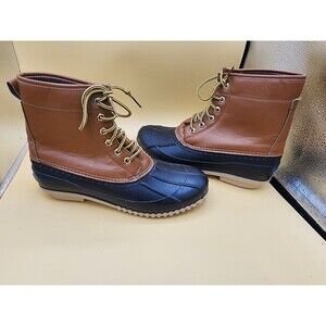 CANYON CREEK Duck Boots Women's Sz 12 Unisex Waterproof Brown Faux Leather & Fur